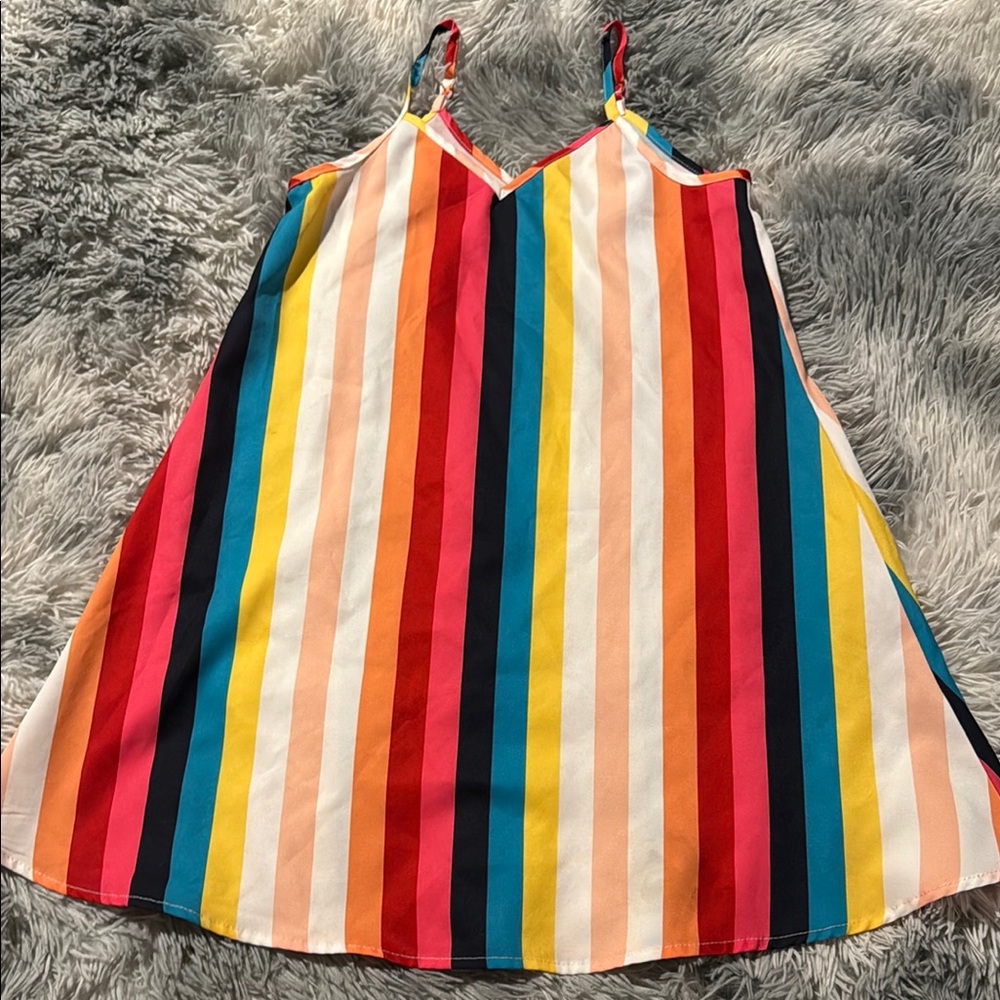 SHEIN Red and Orange Camisole with Vertical Stripes